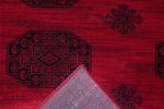 Bijan Border Red and Black Viscose Area Rug 5x8