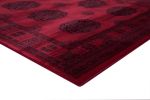 Bijan Border Red and Black Viscose Area Rug 8x10